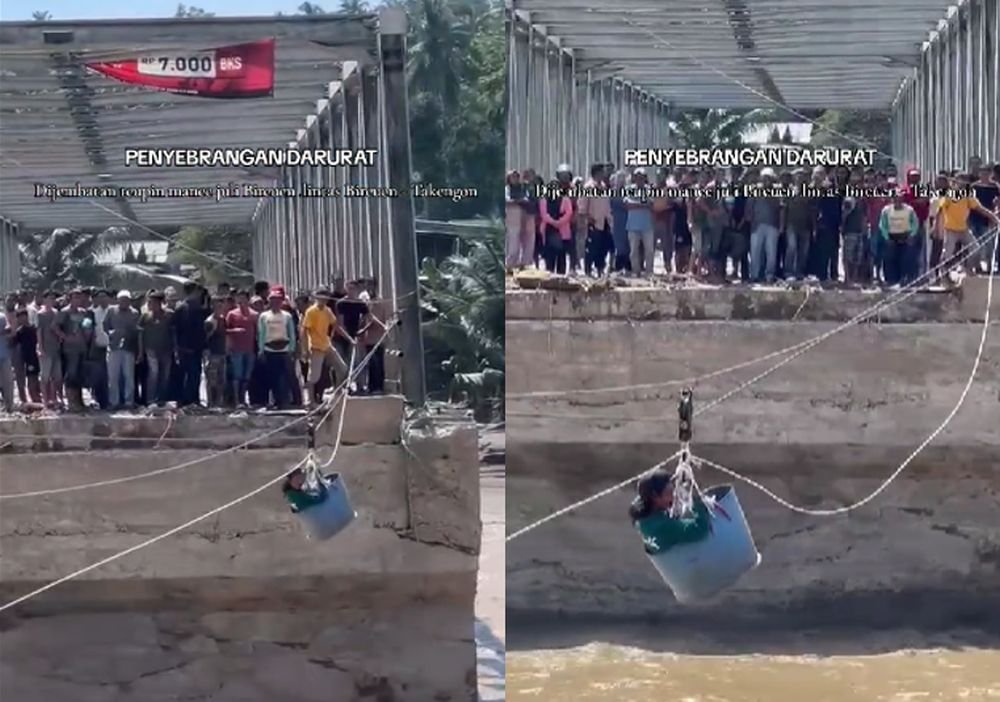 Viral! Warga Bireuen Aceh Bangun Jembatan Darurat dari Ember, Warga Harus Bayar Rp120 Ribu